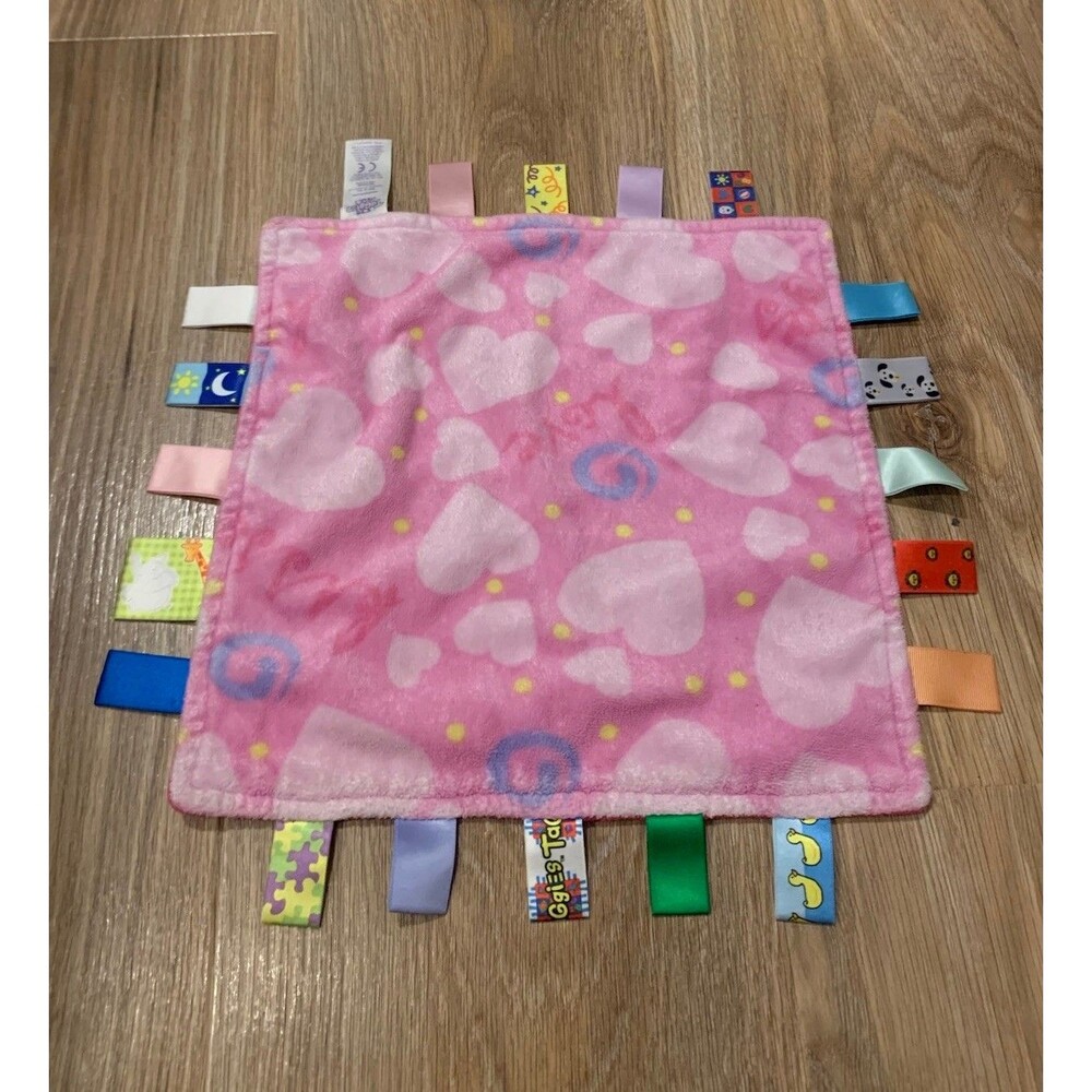 Insular Taggie Lovey Pink Hearts Love Tags Fleece Security Blanket Baby Toy